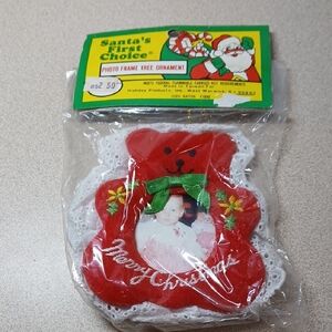 Vintage Red Teddy Bear Christmas Ornament